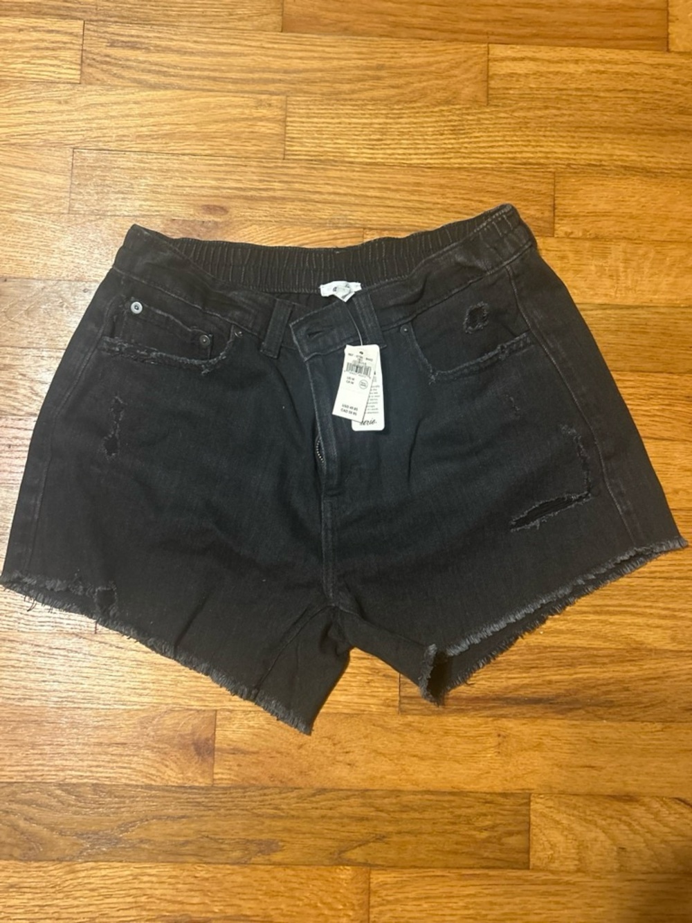 aerie NWT Black Women's Distressed Denim Shorts